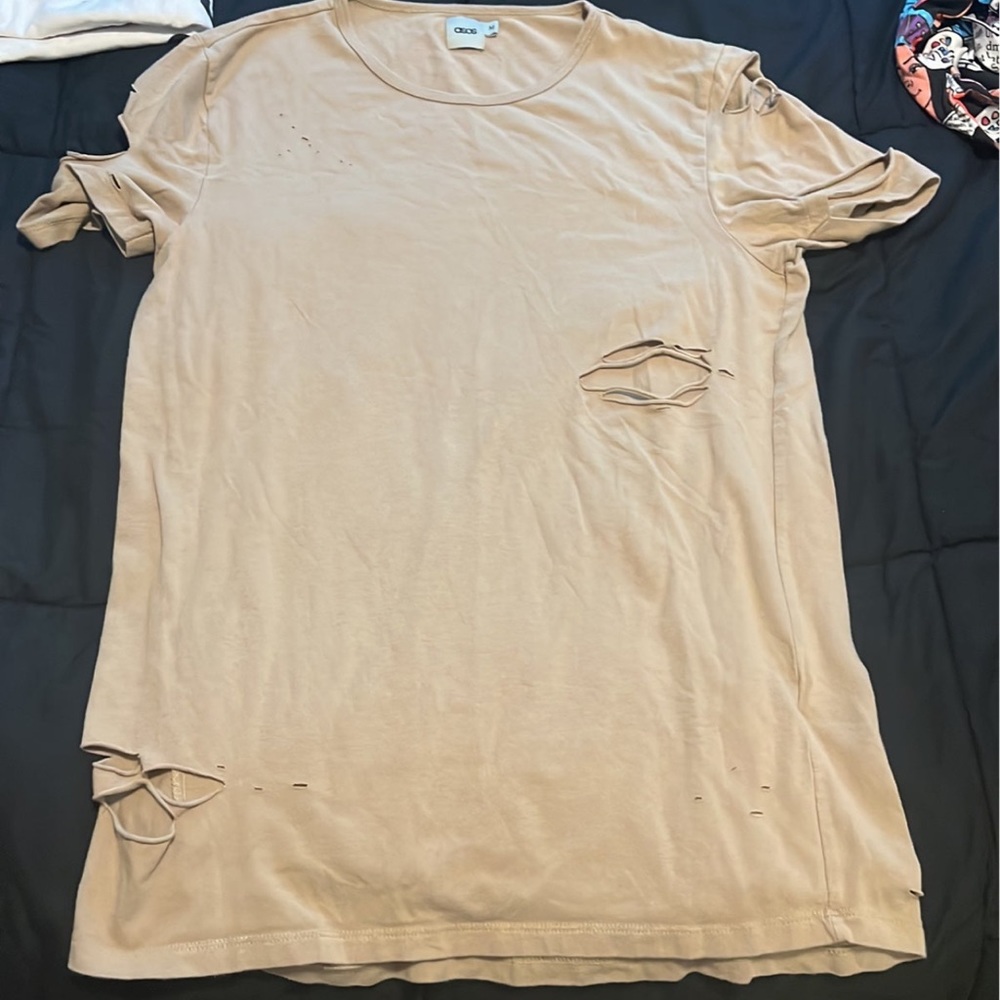 Beige T shirt with rips